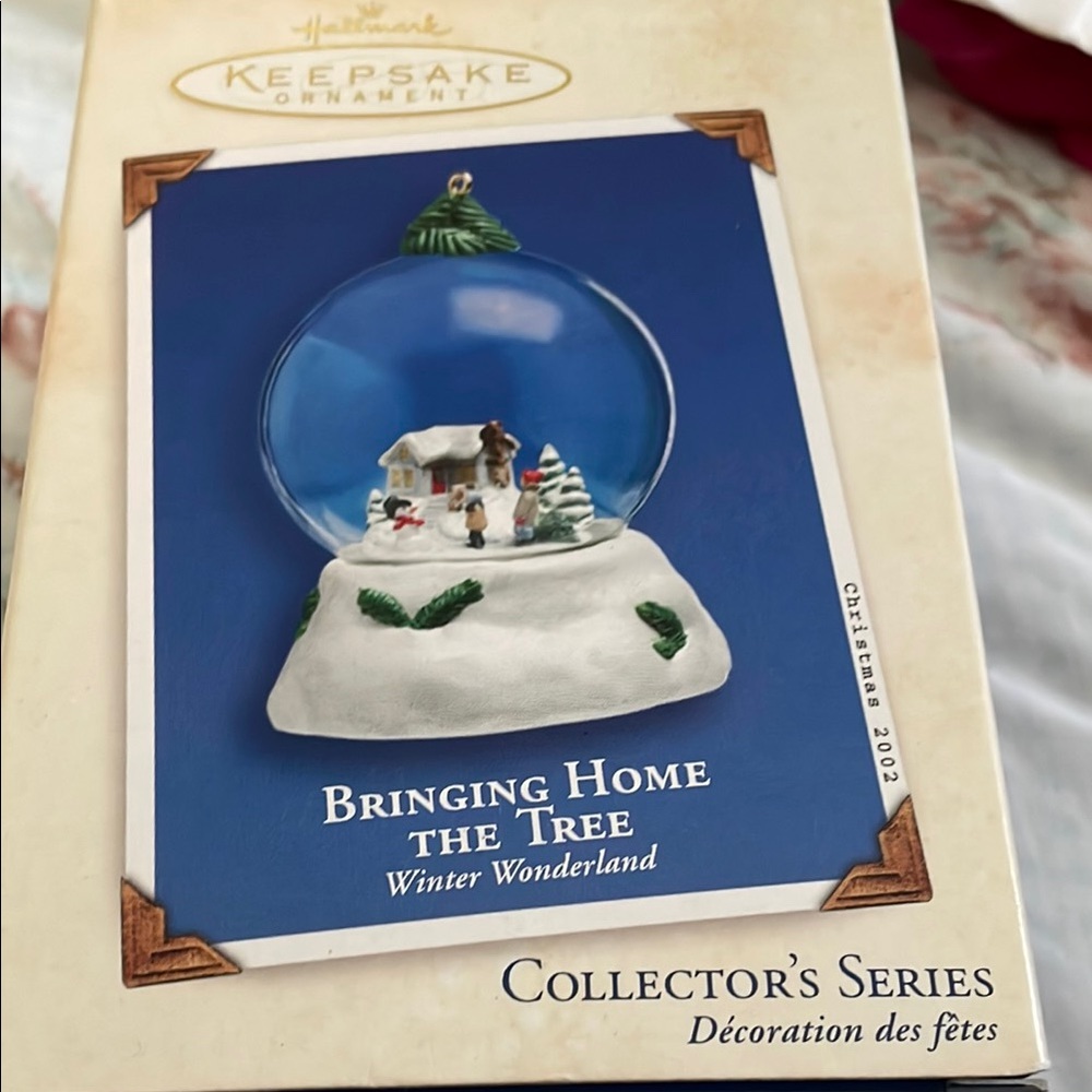 Hallmark Snow Ornament Bringing Home the tree Winter NWT